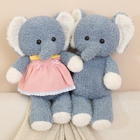 Boneka Gajah Kelinci Berbulu Keriting Lucu dengan Pakaian, Boneka Hewan Gajah Kelinci Lembut untuk Teman Anak, Hadiah