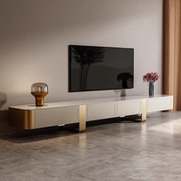 Ensemble meuble TV moderne de luxe en bois avec dessus en marbre et table basse pour le salon Console beige Meuble flottant design