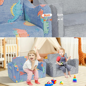 Canapé pour enfants, tabouret de lecture en tissu sur le thème des dinosaures, mousse haute densité, à partir de 3 ans - Product Image 4
