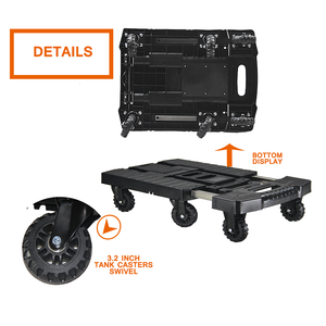 Chariot <span class=keywords><strong>à</strong></span> plateforme pour bagages robuste de 150 kg avec poignée réglable, chariot <span class=keywords><strong>à</strong></span> main pliable avec roue de réservoir de 3,2 pouces pour utilisation au bureau - Product Image 3