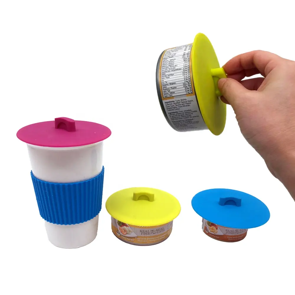 Custom food safe silicone cover for cup, silicone lid for cup and cans multi-purpose for home and kitchen, pet food cans