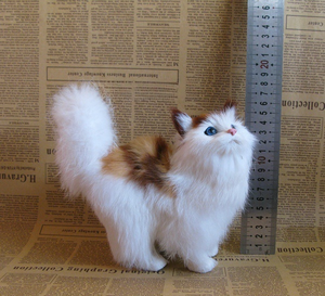 Animaux en peluche faits à la main uniques simulés mignon petit chat jaune blanc modèle statique pour noël décoration de la maison fournitures 2024 - Product Image 6