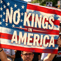 Drapeau rectangulaire en polyester à thème patriotique américain 'No King' 180x115, découpes personnalisables, pour défilés, rassemblements, manifestations en extérieur