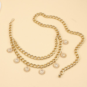 โซ่คาดเอวโลหะผสมสังกะสี จี้รูปพระอาทิตย์ หลายชั้น สไตล์ฮิปฮอป สำหรับผู้หญิง ใส่ไปงานปาร์ตี้ - Product Image 3