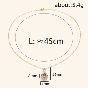 Collana da Donna Elegante in Stile Europeo e Americano, Gioiello Turco in Ottone Placcato Oro con Pendente Ovale a Diamante - Product Image 2