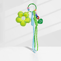 Lindo y Dulce Llavero de Flores de Tela de Poliéster Tejida, Llavero de Flores de Cuerda de Nylon Miu, Accesorios para Llaveros, Colgante para Mochila de Niña, Regalos