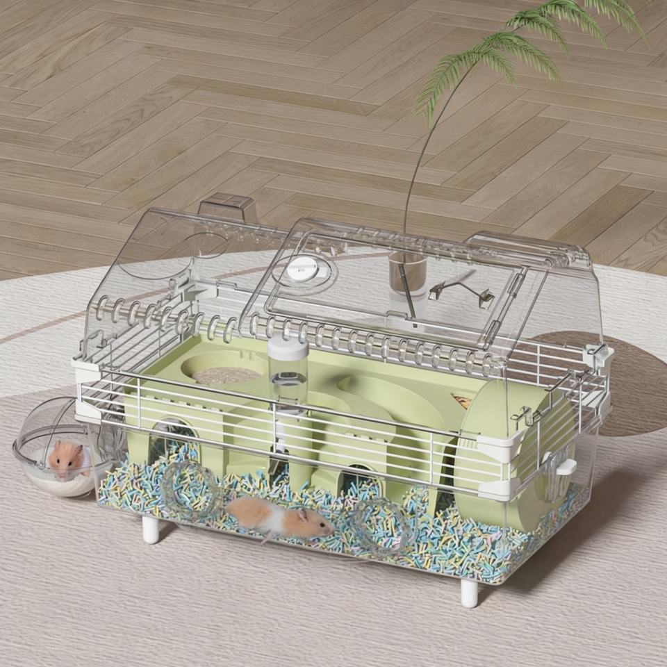 55cm Plastic Two Tier Hamster Cage Detachable Rectangular Indoor Small ...