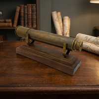 Télescope Nautique de Luxe en Laiton Antique avec Base en Bois, Léger, Décoration de Bureau Maritime Vintage, Cadeau de Collection Tajdaar