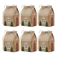Nouvelle boîte cadeau en papier kraft écologique imperméable avec poignée pour emballer des bonbons, des biscuits, des gâteaux et des dim sum de Noël