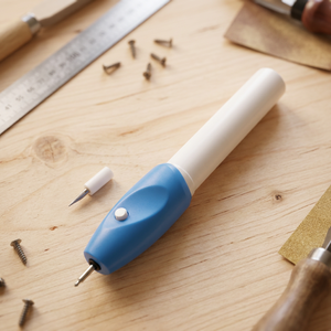 Stylo graveur sans fil HC0210 | Stylo graveur sans fil bleu et blanc en plastique, batterie rechargeable, embout en céramique, outil de bricolage - Product Image 3
