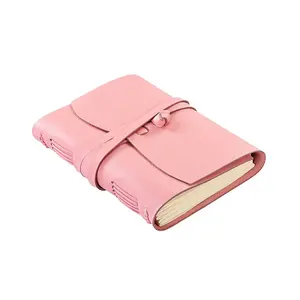 Carnet de reliure en cuir personnalisé rose Handwork Pages vierges Journal de voyage Fournisseurs d'école Journal intime