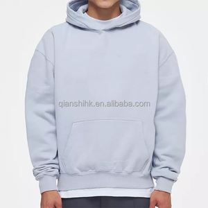 เสื้อฮู้ดไม่มีลายสำหรับผู้ชาย, เสื้อครอปแบบเทอร์รี่สไตล์สตรีทแวร์เสื้อมีฮู้ดโอเวอร์ไซส์ออกแบบโลโก้ได้ตามต้องการ - Product Image 1