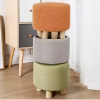 Tabouret rond en velours tufté de luxe, peu encombrant, repose-pieds, pouf avec pied en métal pour le salon