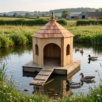 Nichoir flottant en bois de qualité supérieure pour canards |   Abri pour oiseaux aquatiques d'extérieur avec plateforme flottante