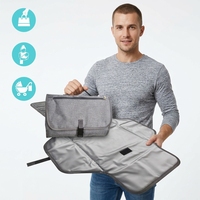 Tapis à langer portable pliable pour bébé, imperméable en polyester PEVA, pochette de voyage