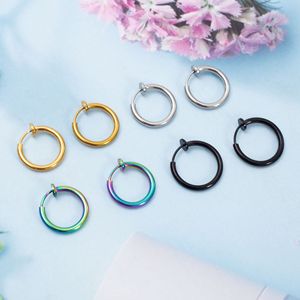 <b>Clip</b> On Earrings Stainless Steel Round Men's Minimalist Punk Style Spring <b>Clip</b> Earrings Geometric Design Fashion Jewelry - Product Image 2