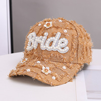 Casquette de baseball tendance style européen et américain avec motif perles pour mariée, chapeau adulte pour fête et mariage, accessoires en stock, vente en gros