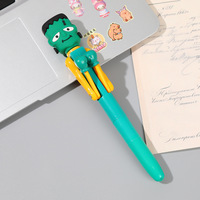 Robot pena tinju hadiah Halloween pena baru keren lucu dengan lengan pukulan dan tombol renyah suara 1mm pulpen menulis mulus