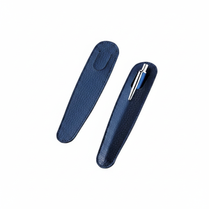 Astuccio in pelle blu con portapenne per ufficio e scuola - Product Image 2