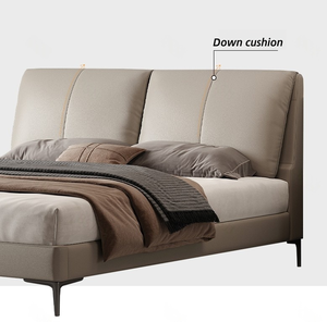 Demi-<span class=keywords><strong>lit</strong></span> en cuir moderne <span class=keywords><strong>de</strong></span> luxe avec coussin en plumes <span class=keywords><strong>de</strong></span> duvet cadre en bois massif et pieds en métal pour ensembles <span class=keywords><strong>de</strong></span> meubles <span class=keywords><strong>de</strong></span> chambre à coucher villa à la maison - Product Image 3