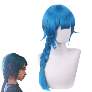Parrucca Cosplay di Alta Qualità Ainizi Blu Lago a Treccia Singola per Adolescenti, Jinx da Arcane: League of Legends - Product Image 1