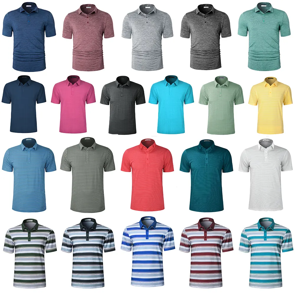 Polo à manches longues/courtes pour homme, logo personnalisé OEM, rayures, séchage rapide