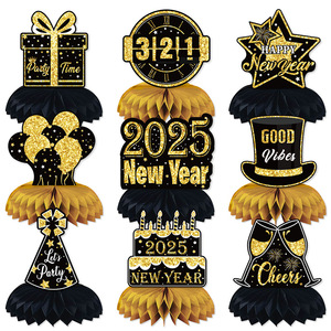 ของตกแต่งงานเลี้ยงปีใหม่ DAMAI 2025 ชุด 9 ชิ้น ของตกแต่งธีมปีใหม่ Eva ของตกแต่งงานปาร์ตี้สวัสดีปีใหม่ 2025 อุปกรณ์จัดงานปีใหม่ - Product Image 2