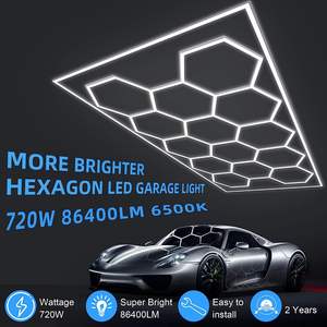 Sagesunny couleur blanche LED lumières hexagonales 672W 67200LM 6500K pour entrepôt <span class=keywords><strong>garage</strong></span> <span class=keywords><strong>Auto</strong></span> Beauty Shop - Product Image 2