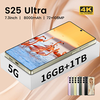 Version Globale S25 Ultra Smartphone Écran OLED HD 7,3 Pouces 144Hz Deca Core 16Go+1To Déverrouillage Facial Double SIM 5G Android 16 108MP