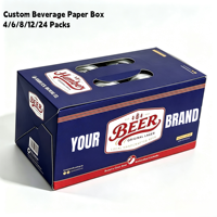 Caja de Papel para Empaque de Latas de Cerveza de 355 ml, Diseño Personalizado con Impresión de Marca, Paquete de 8, Estilo Estándar/Elegante, para Exhibición y Venta en Estantes