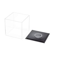 Boîte de présentation carrée en acrylique transparent pour balles de softball et de tennis, avec base en gazon synthétique et protection anti-poussière en plexiglas