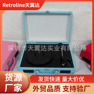 Haut-parleur portable avec étui en cuir, tourne-disque, couleurs rose, rouge, bleu, interface USB 3.0, lecteur audio portable Bluetooth - Product Image 3