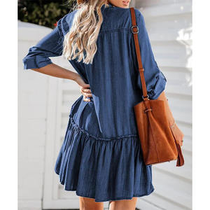 Chemise décontractée <span class=keywords><strong>en</strong></span> jean à manches longues et col <span class=keywords><strong>en</strong></span> V, mini-jupe courte d'été, Saias Faldas Jupe <span class=keywords><strong>En</strong></span> Robe <span class=keywords><strong>Jeans</strong></span> <span class=keywords><strong>Short</strong></span> Dress Pour Femme pour femmes - Product Image 2