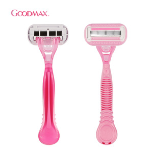 Rasoir manuel pour femme Goodmax à quatre lames en acier inoxydable pour le corps et les zones intimes, bleu et rose - Product Image 5
