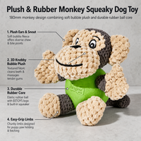 Jouet interactif en peluche de singe de dessin animé en latex, jouet à mâcher doux et couineur pour chiens de petite et moyenne taille