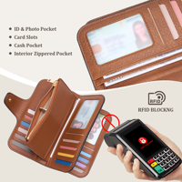 Винтажный женский кошелек-портмоне на молнии из нейлона с RFID-защитой, большой вместимости, с множеством отделений для карт, оптовая цена со склада