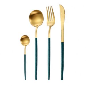 Ensemble de couverts de luxe portugais personnalisés, élégants et dorés, en acier inoxydable, couteau, cuillère et fourchette, directement de l'usine - Product Image 2