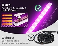 Escritorio para juegos con luz LED y toma de corriente, bolsa de almacenamiento y gancho para escritorio de computadora en forma de L reversible de 53 ", negro