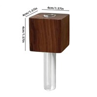 Magnet Kulkas Vas Mini Lucu, Vas Bunga Tabung Reaksi, Vas Tanaman Dinding Kayu Magnetik dengan Tabung Kaca