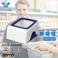 SHUNQI - Lector de Códigos de Barras Portátil Mini 1D 2D QR, Cable USB de 1.7m, Conexión USB, Plug and Play, para Cafeterías y Panaderías