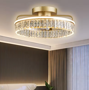 Zèle Éclairage Nordique Moderne K9 Cristal Or Couleur Led Ventilateur De Plafond Lustre Lumière - Product Image 6