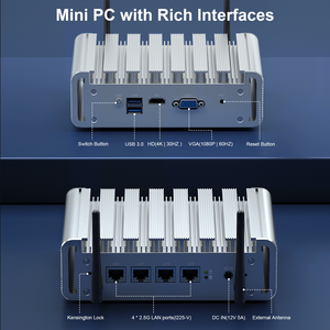 Không Quạt 2.5 GbE 6 cổng Lan <span class=keywords><strong>Mini</strong></span> <span class=keywords><strong>PC</strong></span> Celeron j4125 với <span class=keywords><strong>pfsense</strong></span> Win 10/11 Pro mạng <span class=keywords><strong>Router</strong></span> thiết bị với tường lửa - Product Image 2