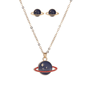 Trendz de la moda al por mayor de joyería de los niños <span class=keywords><strong>Planeta</strong></span> Azul pendientes <span class=keywords><strong>salvaje</strong></span> estrella redonda conjunto de joyas - Product Image 1
