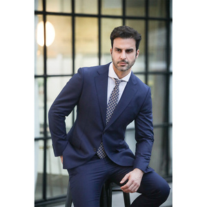 Costume d'affaires en laine pour homme, style classique, coupe ajustée, 2 pièces, sur mesure, tendance, grande taille, plissé, respirant, vente chaude - Product Image 1