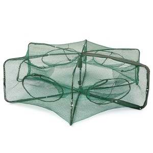 Red de pesca plegable hexagonal, 6 agujeros, red de pesca, jaula para camarones, trampa para pececillos, cebos para cangrejos, red trampa de malla - Product Image 1