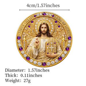 Herdenkingsmunt met Jezus Christus motief, metaal, religieus thema, decoratie, souvenir, kunst, verzamelstuk, cadeau - Product Image 4