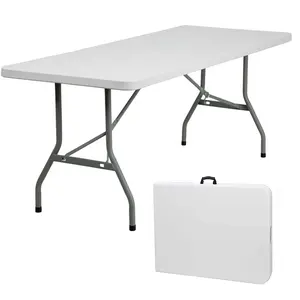 Table pliante longue en plastique HDPE extérieure blanche de granit portatif de 6ft 180 cm pour l'événement