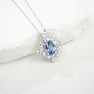 925 silver oval cornflower pendant pear diamond light luxury collarbone chain - Product Image 1