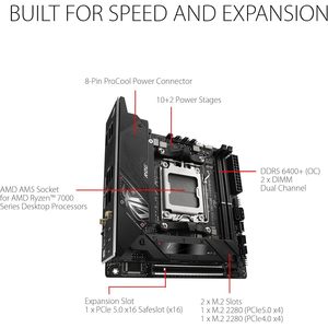 Carte mère ASUS ROG Strix B650E-I Gaming WiFi AM5 Mini-ITX DDR5 compatible Ryzen - Product Image 2