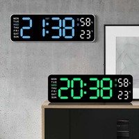 Nouvelle horloge numérique LED électrique alimentée par USB avec alarme, calendrier, affichage de la température et de l'humidité, à suspendre/à poser sur un bureau/table, idéale comme cadeau